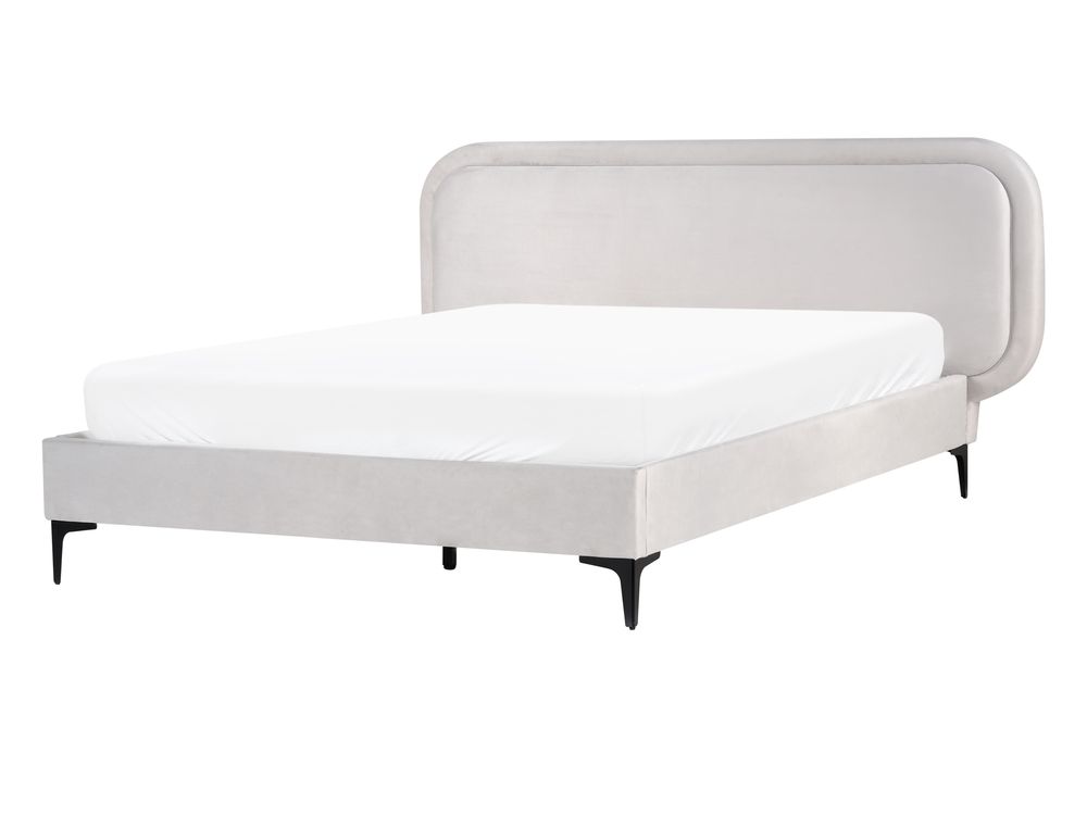 Letto Velluto SUZETTE 140 x 200 cm Grigio chiaro