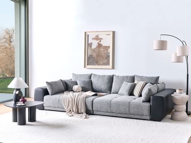 Divano Angolare Panoramico In Velluto - 4 Posti - Con LED RGB E Porta Usb Type C 265x135x88cm Grigio Divano Angolare Panoramico In Velluto - 4 Posti - Con LED RGB E Porta Usb Type C 265x135x88cm Grigio