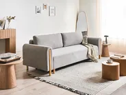 Sofa Bed 3 Seater KVAM with Storage Fabric Grey_1021925