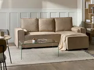 Divano letto angolare 3 posti EDANE con contenitore Tessuto Beige Lato Sinistro_1057107