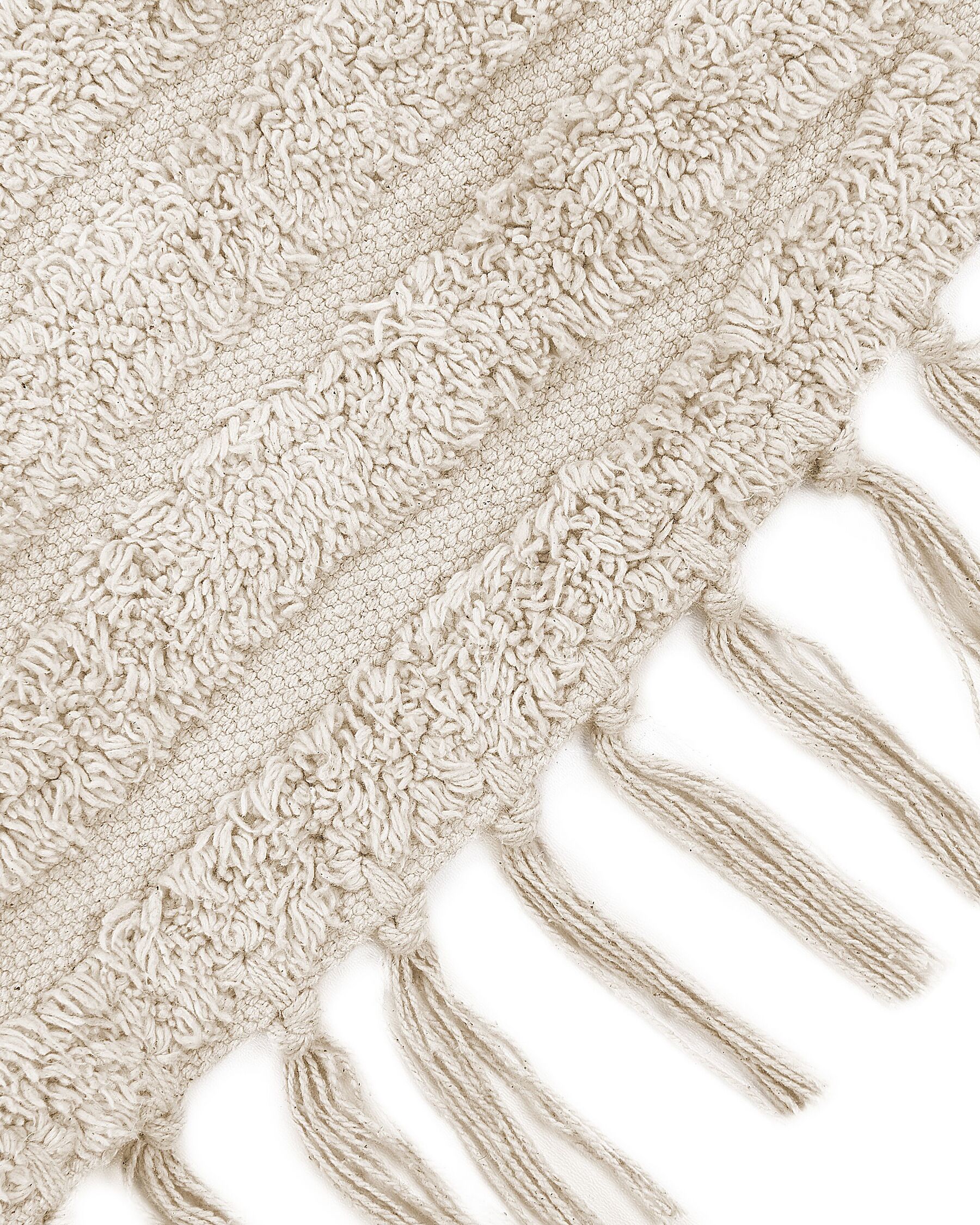 Round Cotton Area Rug ⌀ 140 cm Beige HALFETI | Beliani.co.uk