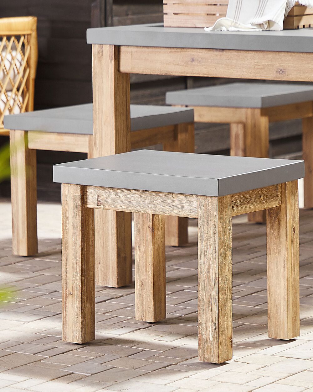 Set of 2 Concrete Garden Stools Grey OSTUNI Beliani