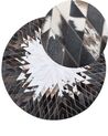 Okrúhly kožený koberec ⌀ 140 cm čierna/biela KELES_742803