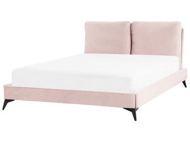 Zamatová posteľ 140 x 200 cm ružová MELLE