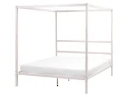 Four Poster Bed Metal LESTARDS 160 x 200 cm (EU King Size) Light Beige_1165342
