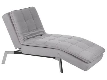 Chaise-longue ajustável em veludo cinzento claro LOIRET