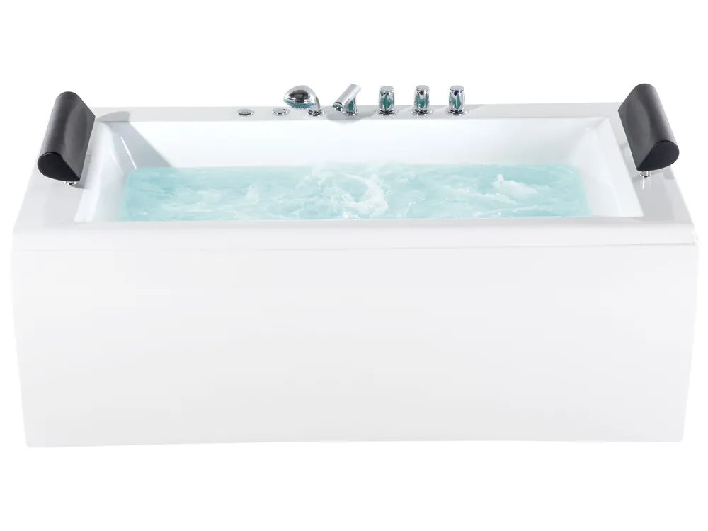 Wanna narożna z hydromasażem LED MONTEGO 172 x 83 cm Biały