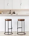 Conjunto de 2 sillas de bar MILROY Piel sintética Marrón