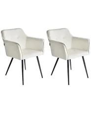 Set di 2 sedie da pranzo JASMIN Velluto Beige chiaro_1029836