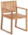 Set di 8 sedie da giardino legno di acacia chiaro con cuscini blu SASSARI II_923926