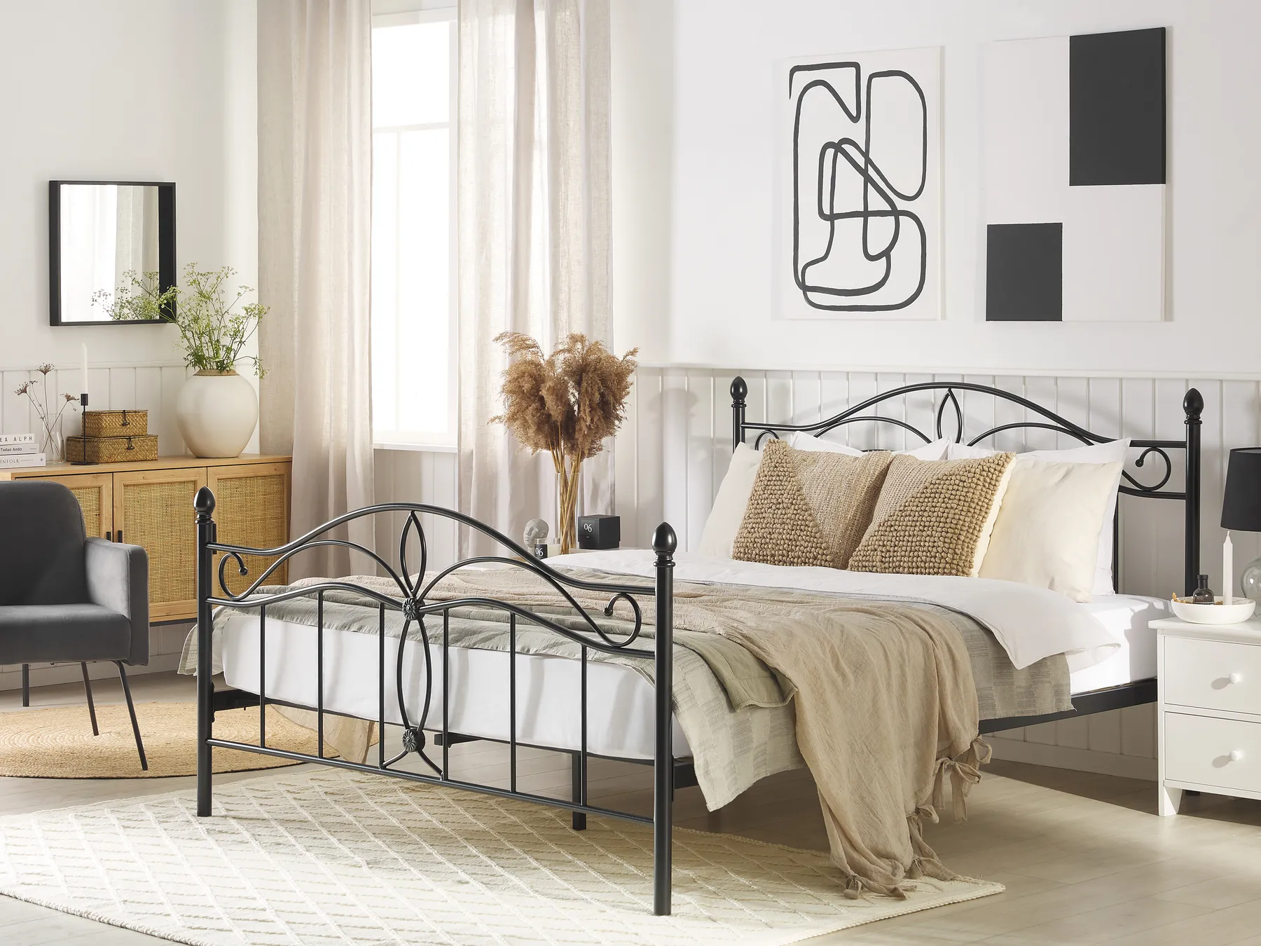 Bed Metal ANTLIA 160 x 200 cm (EU King Size) Black_806743