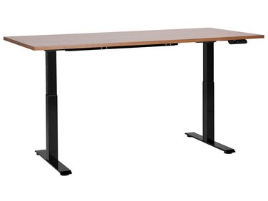 Elektricky nastaviteľný písací stôl 180 x 80 cm tmavé drevo/čierna DESTINES