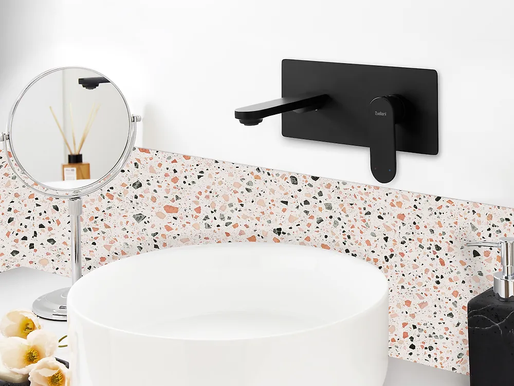 Wall Mounted Basin Mixer Tap CHUNGARA Brass Black_1187014