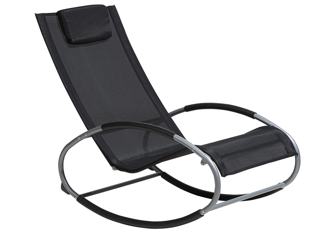 Rocking Sun Lounger Black CAMPO Beliani.at