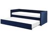 Tagesbett ausziehbar Cord marineblau Lattenrost 90 x 200 cm MIMIZAN_843791