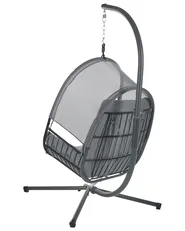 Hanging Chair with Stand ALVIANO Fabric Dark Grey_960440