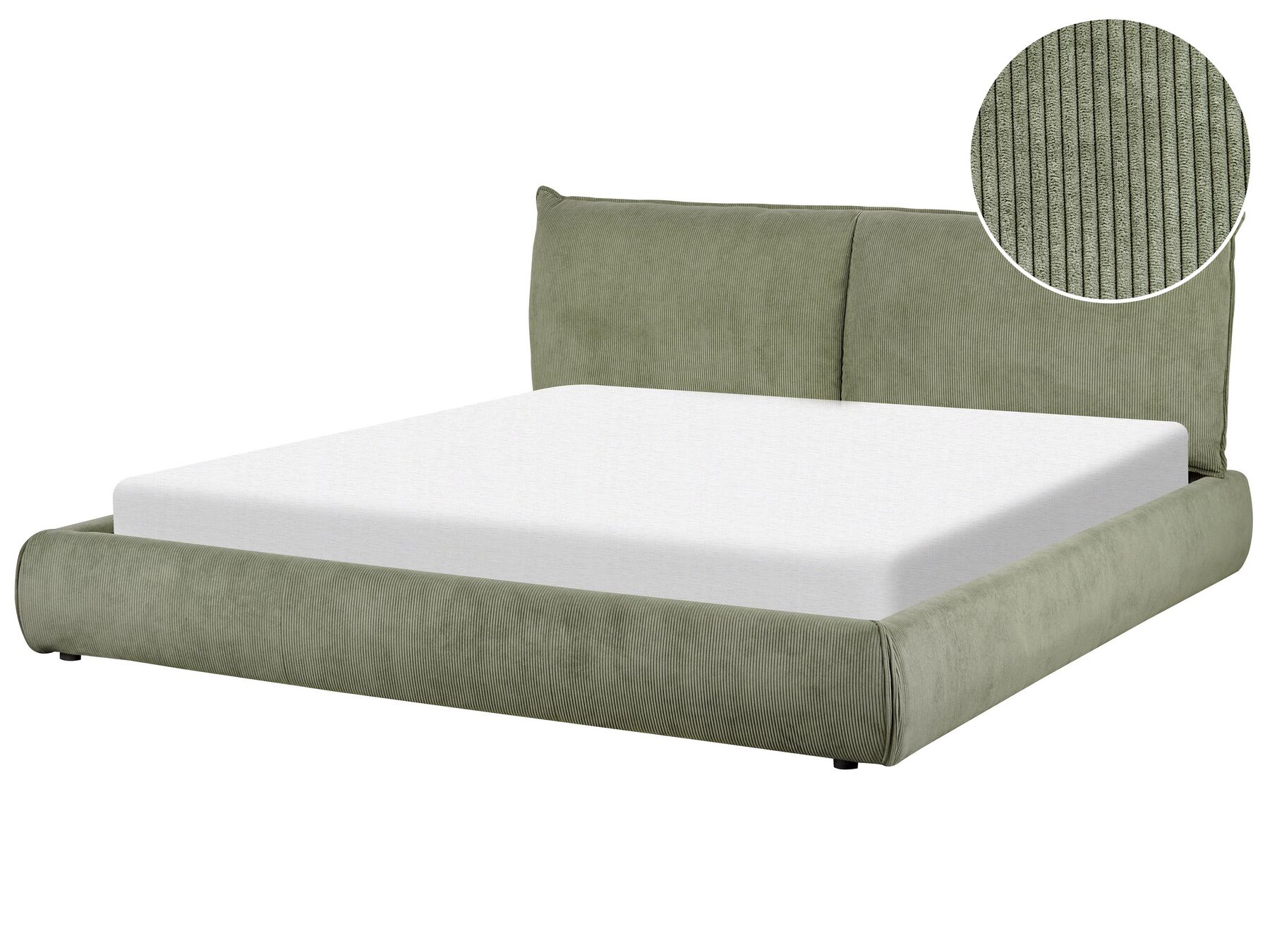 Manšestrová vodní postel 180 x 200 cm zelená VINAY_880796