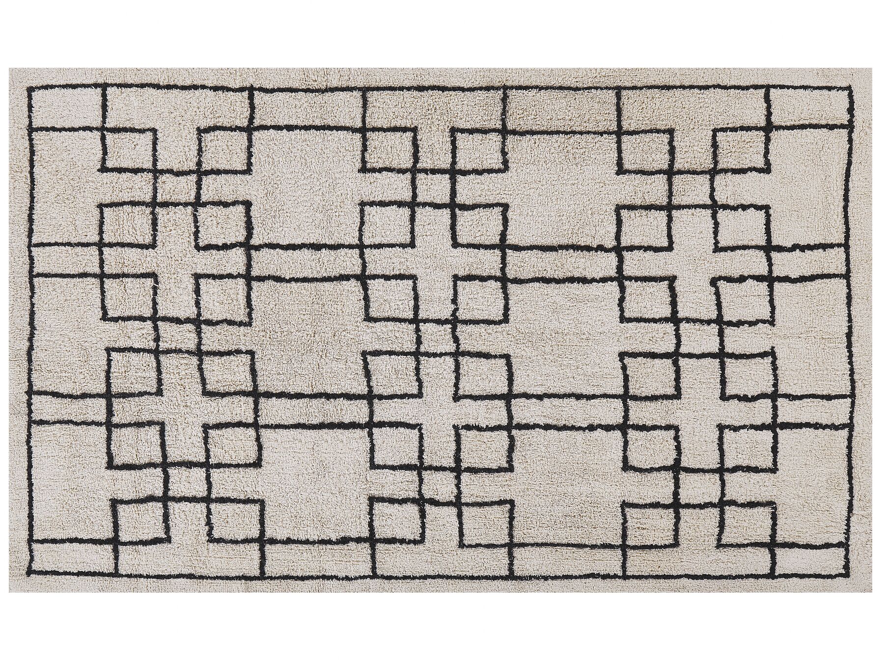 Teppich Baumwolle beige 140 x 200 cm geometrisches Muster Kurzflor TURHAL_817608