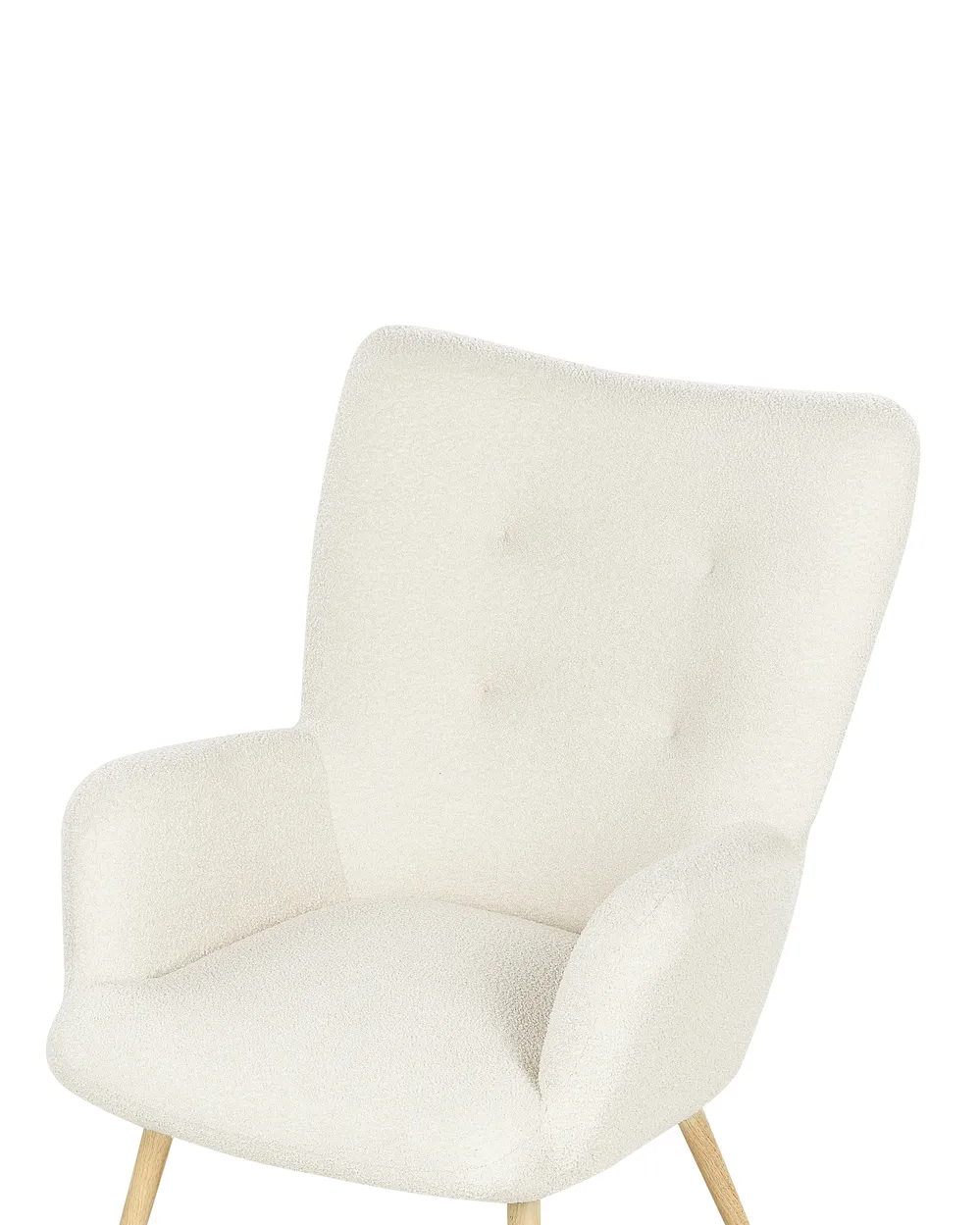 Wingback Chair VEJLE with Footstool Boucle Off-White_901569