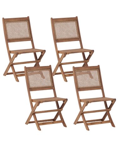 Lot de 4 chaises de jardin en bois d'acacia certifié clair PARAGGI