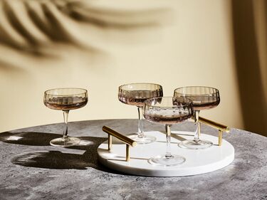 Set of 4 Champagne Saucers 17 cl Grey QUARTZ