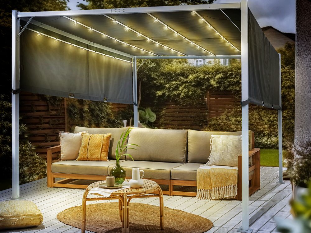 Altánok LED PARGA 310 cm 310 cm Kov Sivá