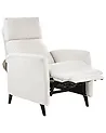 Sillón reclinable SELVIK Con reposapiés Tela Blanco crema