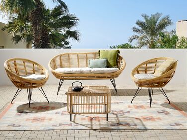 4 Seater Rattan Sofa Set with Coffee Table Natural MARATEA/CESENATICO