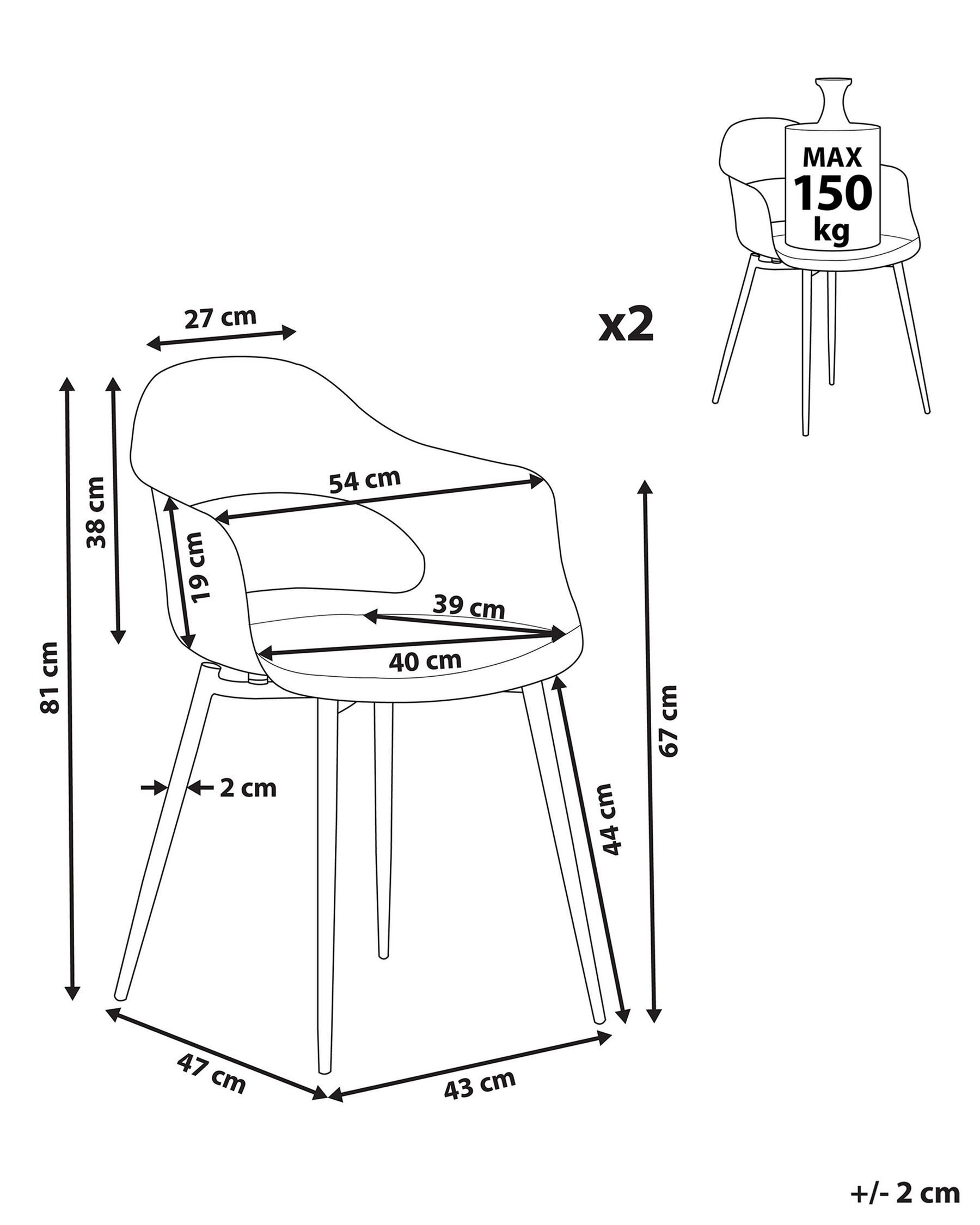 Set di 2 sedie da pranzo UTICA Rosa_861924