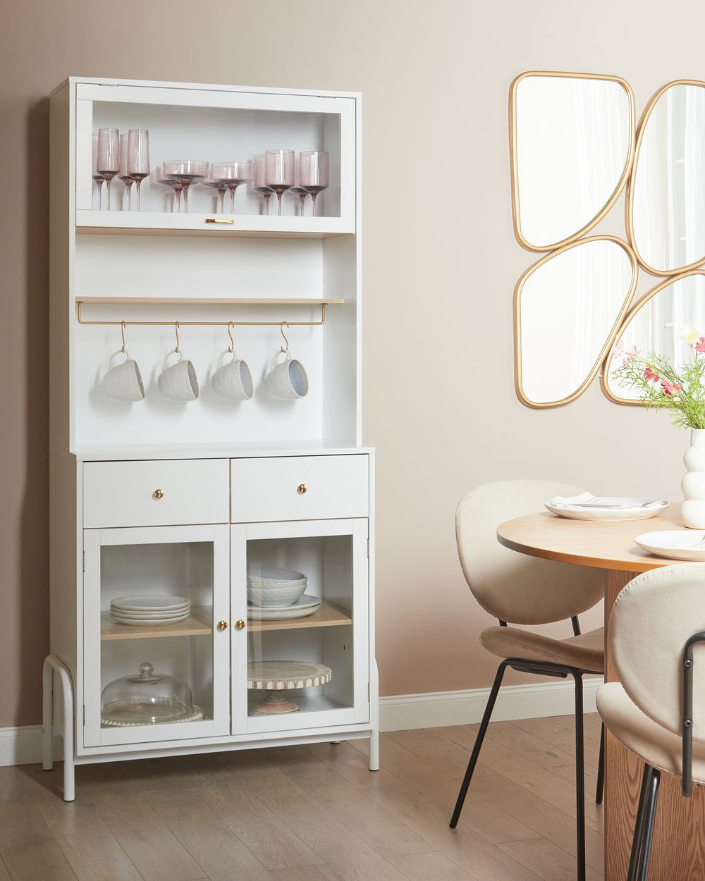 Armário com vitrine PARLIN 82 cm Branco