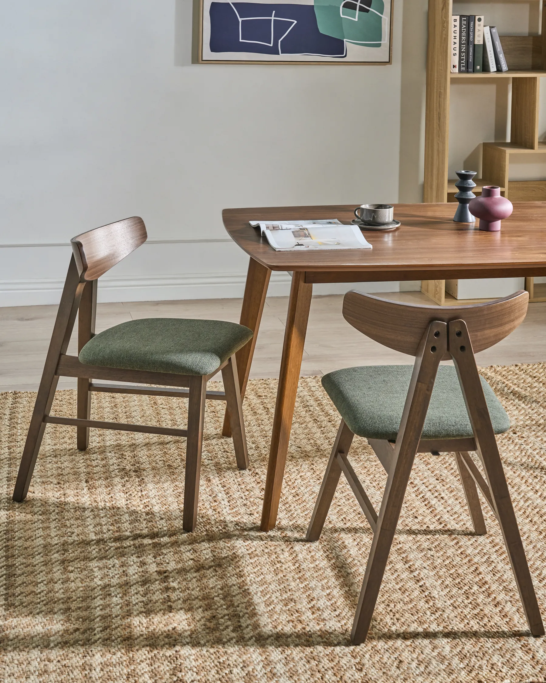 Set di 2 sedie da pranzo LACOTA Legno Marrone/Verde_1054218
