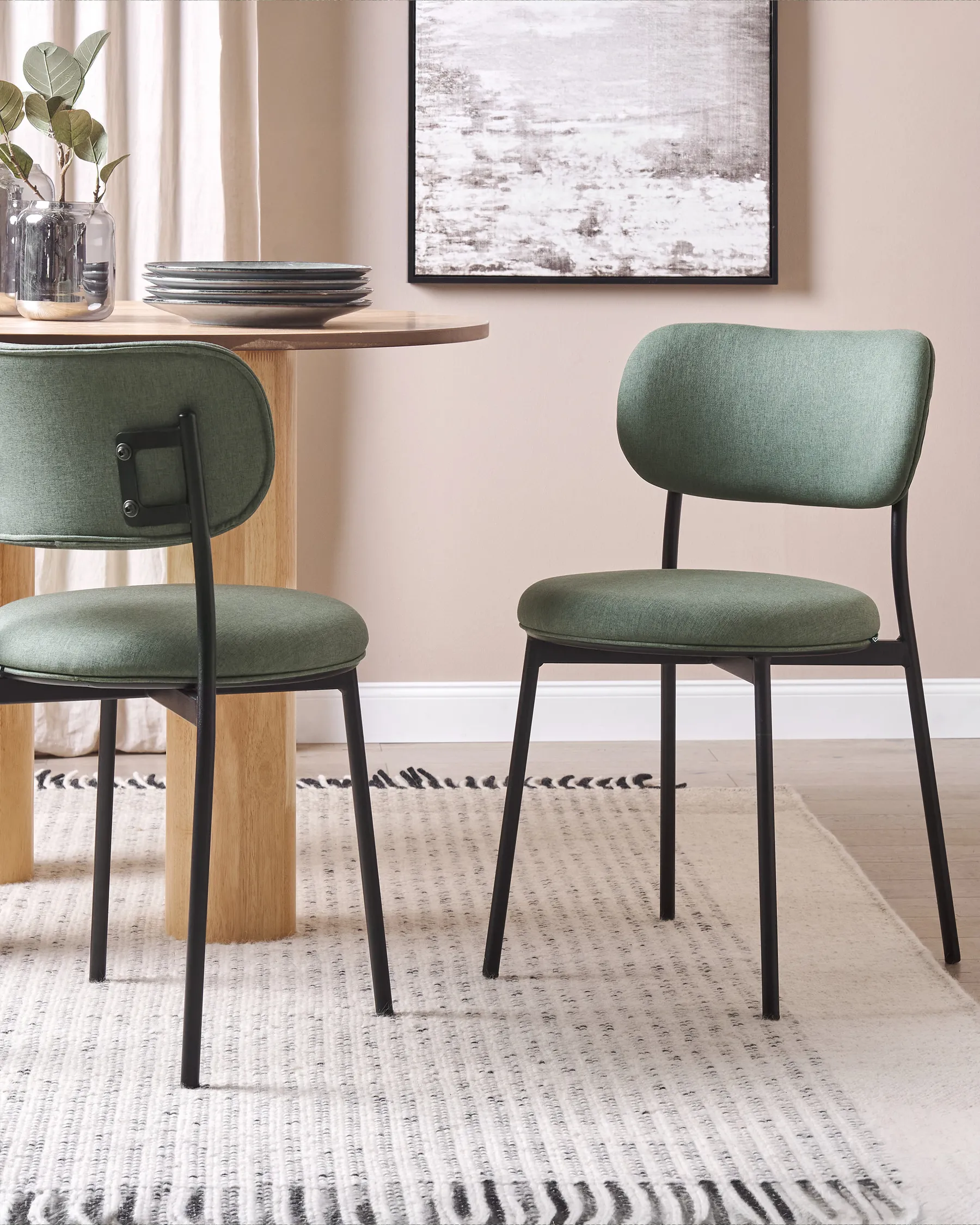 Set di 2 sedie da pranzo CASEY Tessuto Verde scuro_884560