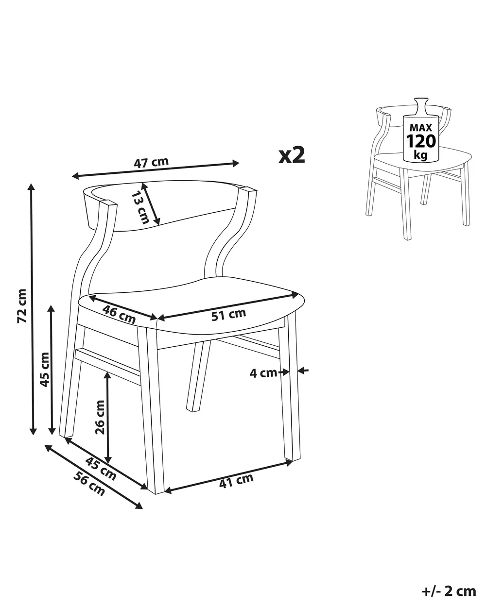 Set di 2 sedie da pranzo MAROA Legno Beige chiaro_934304