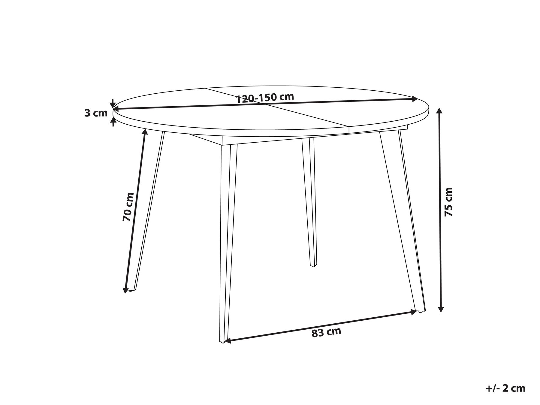Extending Dining Table 120/150 x 120 cm Dark Wood and Black BOVINA _962099