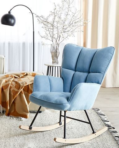 Blue Rocking Chair Buy Touffy Fabric Upholstered Rocking Chair