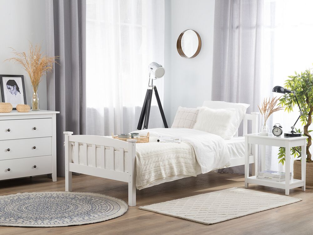 Bed Pine Wood GIVERNY 90 x 200 cm (EU Single) White