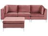 Canapé modulaire 3 places avec ottoman en velours rose EVJA_858726