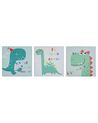 Set de 3 toiles imprimées motif dinosaures multicolores 30 x 30 cm BINGUI_784836