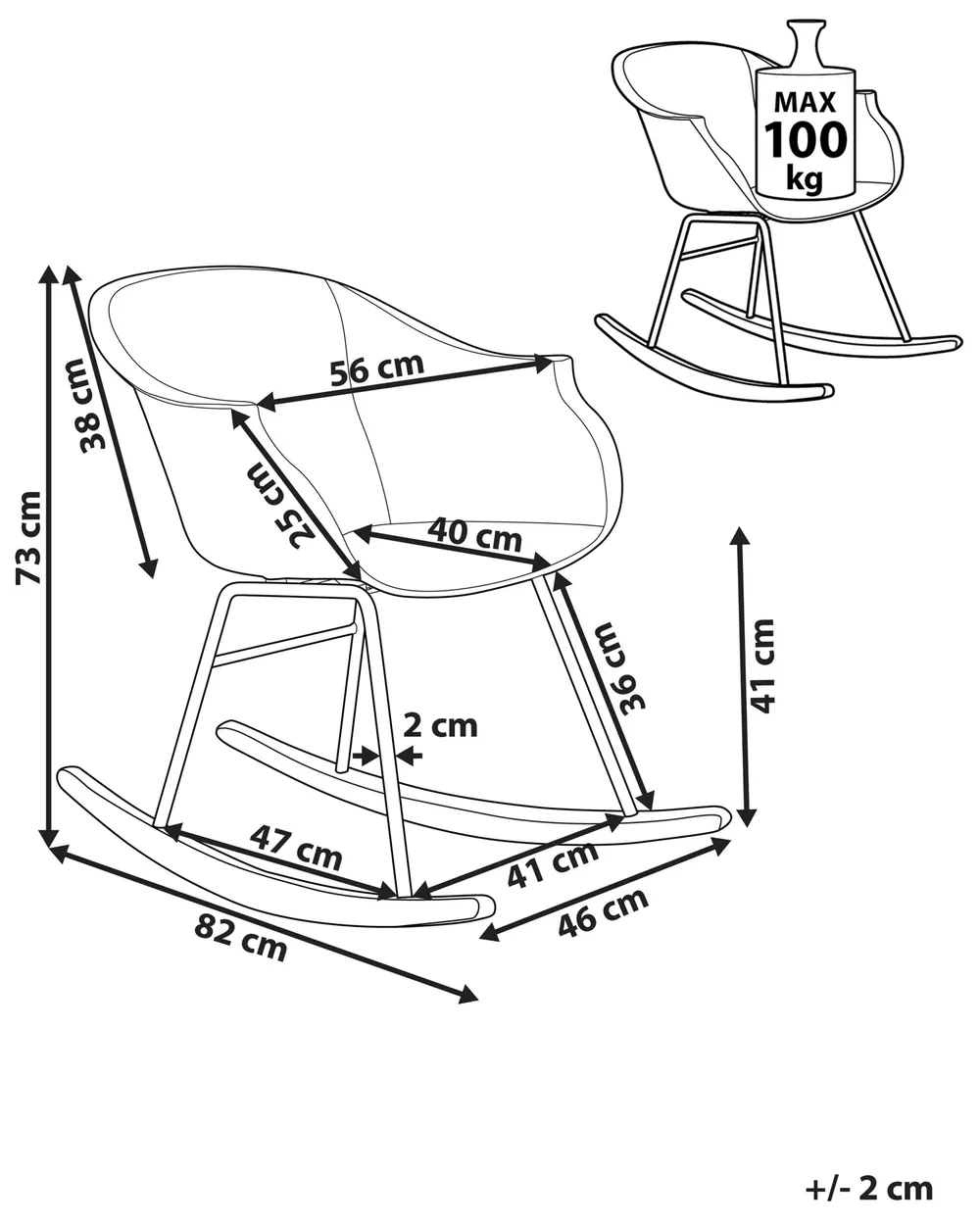 Sedia A Dondolo Beliani In Plastica Bianca - Design Moderno Per Interni - Foto 10