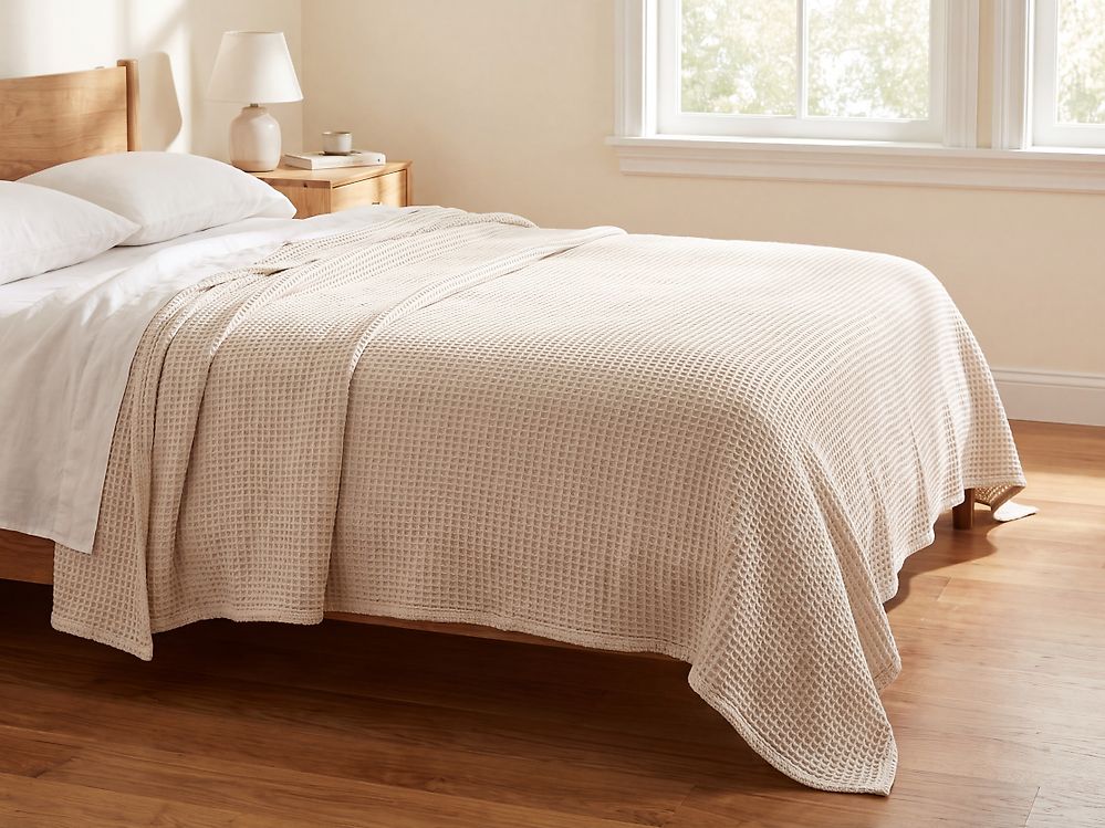 Bedspread CHAGYL Cotton 200 x 220 cm Light Beige
