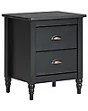 2 Drawer Bedside Table SHILLINGTON Pine Wood Black