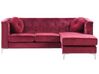 Left Hand Velvet Corner Sofa Burgundy FLEN _768263