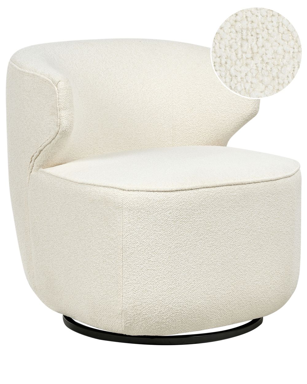 Fotel obrotowy MOLLEBY Boucle Złamana biel