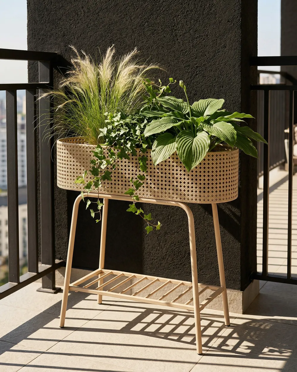 Kwietnik LINNAEA 60 cm Metal Beżowy