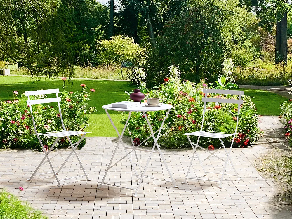 Bistro Set Folding FIORI Metal White_804825