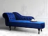 Left-Hand Chaise Longue NIMES Velvet Navy Blue
