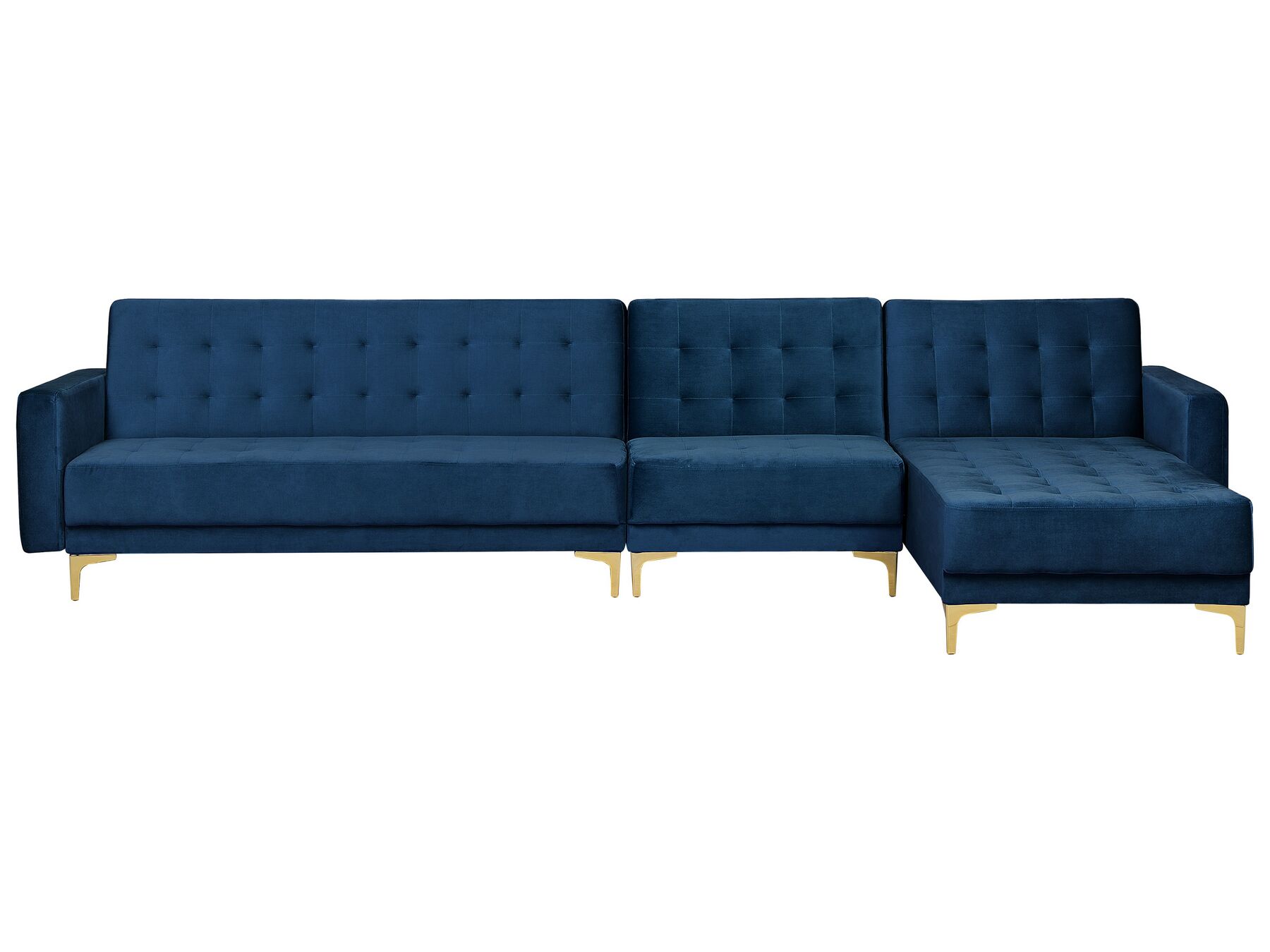 Canapé angle gauche convertible velours bleu marine 5 places ABERDEEN_752357