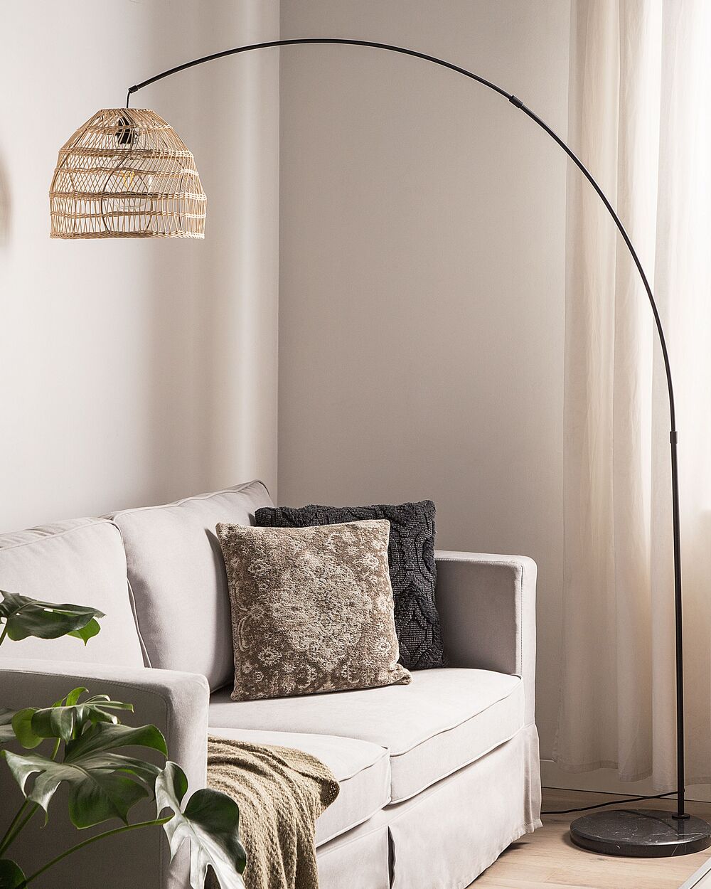 Large rattan floor lamp hotsell