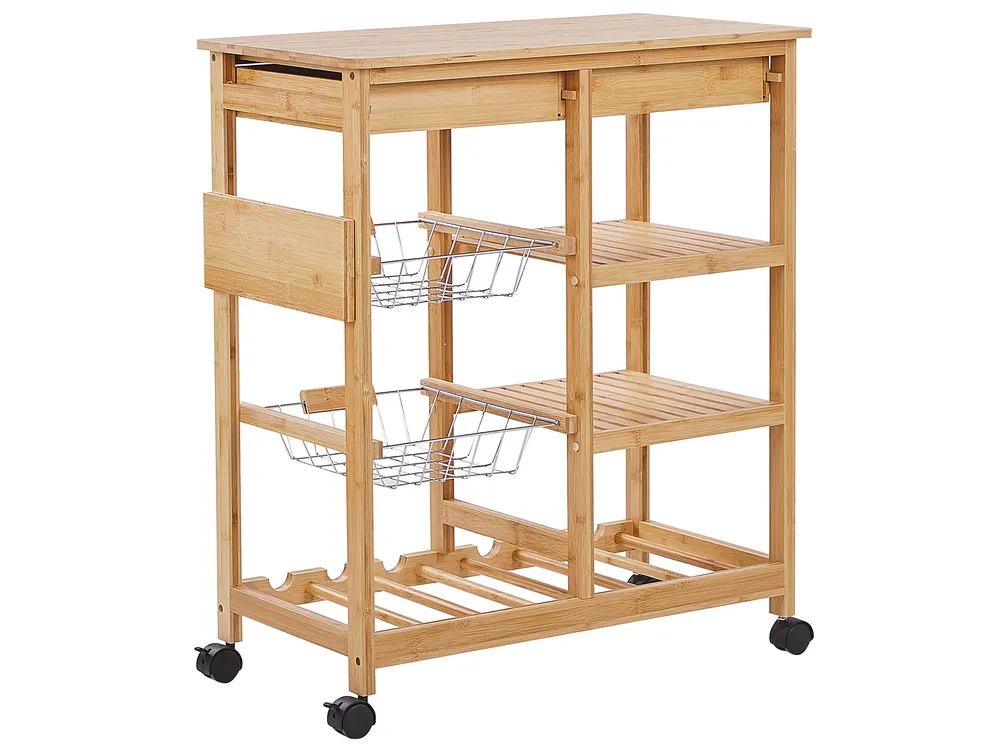 Kitchen Trolley MORINO Bamboo Wood Light Brown_797879