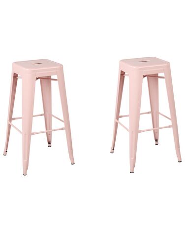 Sada 2 oceľových barových stoličiek 76 cm ružová CABRILLO
